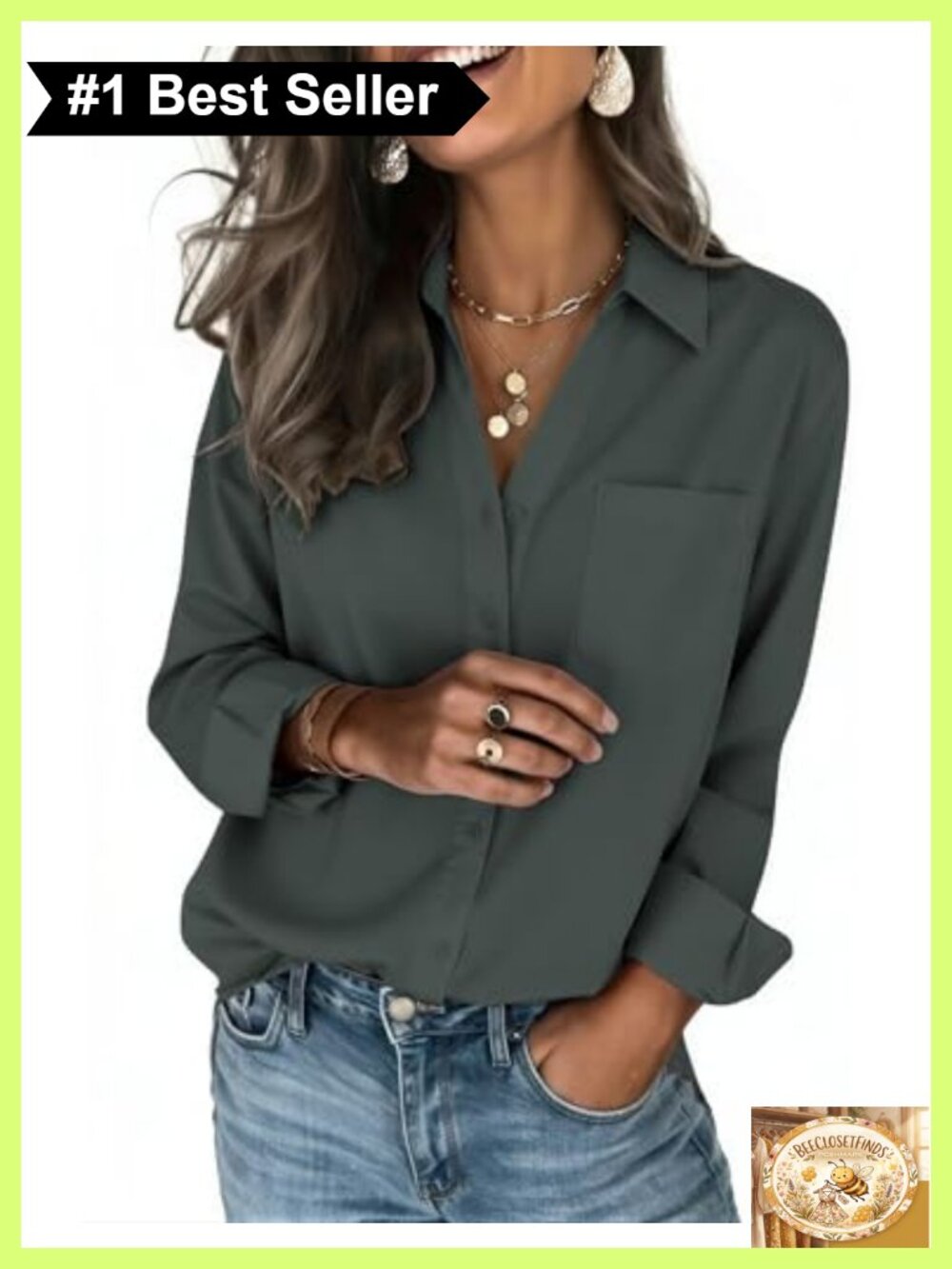 Women's Silky Soft Button Down Blouse Long Sleeve Dressy Casual Shirt